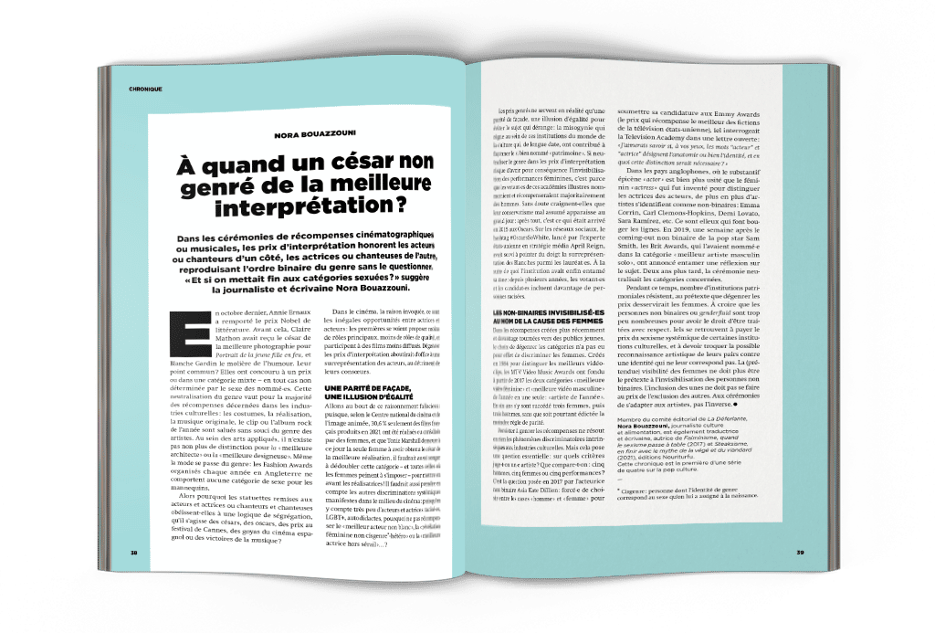 mock-up chronique « À Quand un césar non genré de la meilleure interprétation ? » LA Déferlante 9
