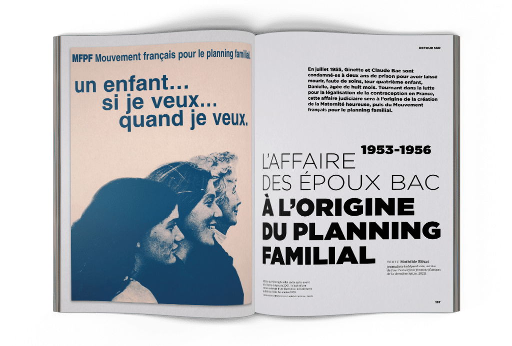 mock-up article La Déferlante 9 - Retour sur L'affaire des époux Bac à l'origine du planning familial