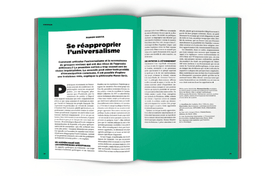 Mock-up chronique : Se réapproprier l'universalisme signée Manon Garcia - La Déferlante 11 « Habiter »