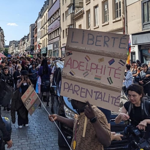 Le 3 juin 2023, la PMA pour tou·tes était une revendication de la Pride des banlieues. Crédit photo : Marie-Agnès Laffougère pour La Déferlante.