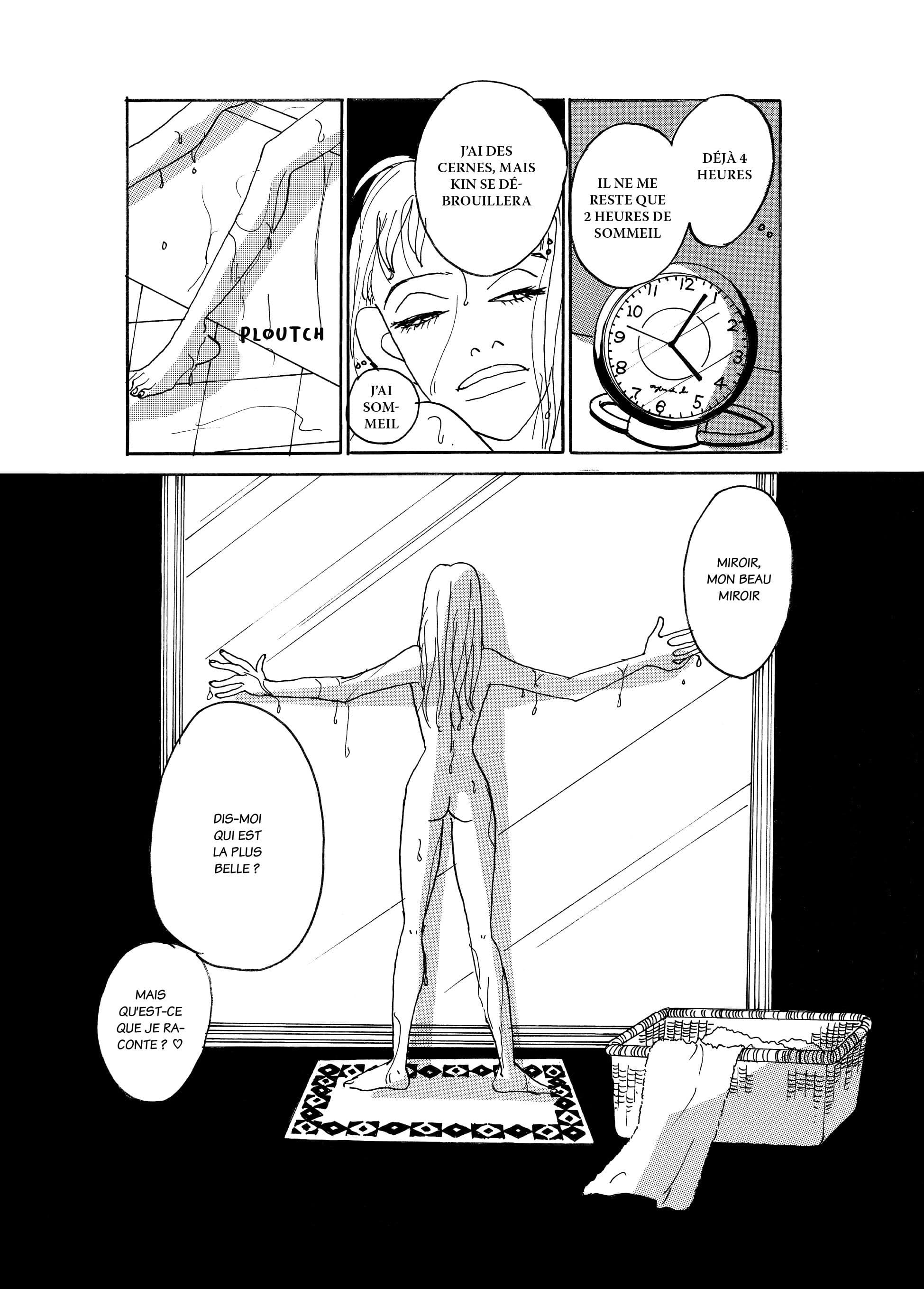 Planche extraite de Helter Skelter, de Kyōko Okazaki, Atelier akatombo, 2023. On y suit le déclin sordide de la top-modèle Ririko. Une charge implacable contre les diktats de la beauté.Helter Skelter ©︎ Kyoko Okazaki 2003 / SHODENSHA Publishing Co