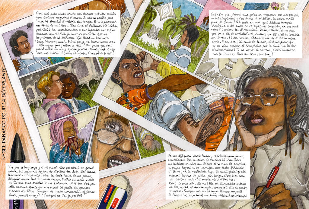 Illustratrice, chanteuse, compositrice et performeuse, elle publie en 2022 son premier livre, Down Memory Lane, à compte d’autrice chez Colorama, une maison d’édition berlinoise. Son premier album musical, Amours vampires. Il pleuvait des cordes sur la ville, est sorti au printemps 2024.